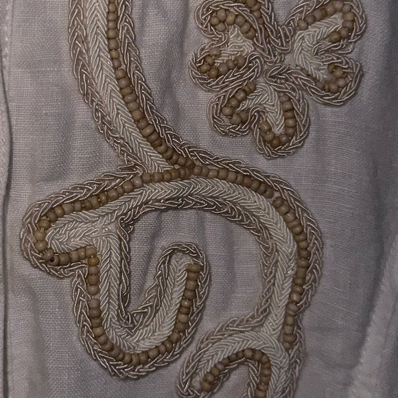 Chico’s 100% Linen Lightweight Boho Beaded Blazer Button Front Jacket Size 2 (L) - Picture 5 of 13